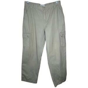 Tape Measure Khaki Tan Cotton Utility Cargo Pants Womens 14 Petite High Rise Y2K